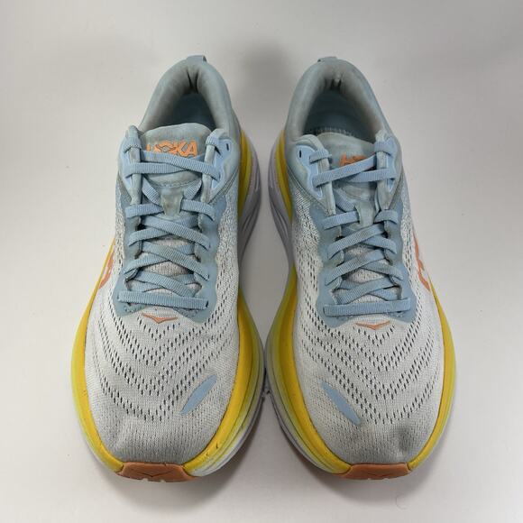 Hoka One One Bondi 8 Running Shoes Womens Size 10.5 B Summer Song Blue Yellow - Picture 11 of 11